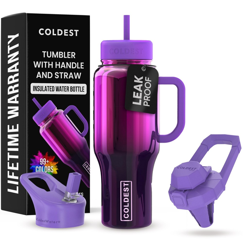 Coldest Tumbler with Handle and Straw - 100% Spill Proof Tumbler with Straw (...