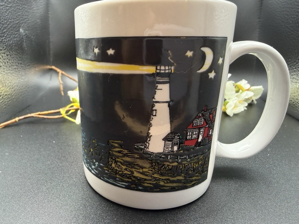 Wondermugs USA Lighthouse Mug Coastal Nautical Ocean Coffee Cup Vintage