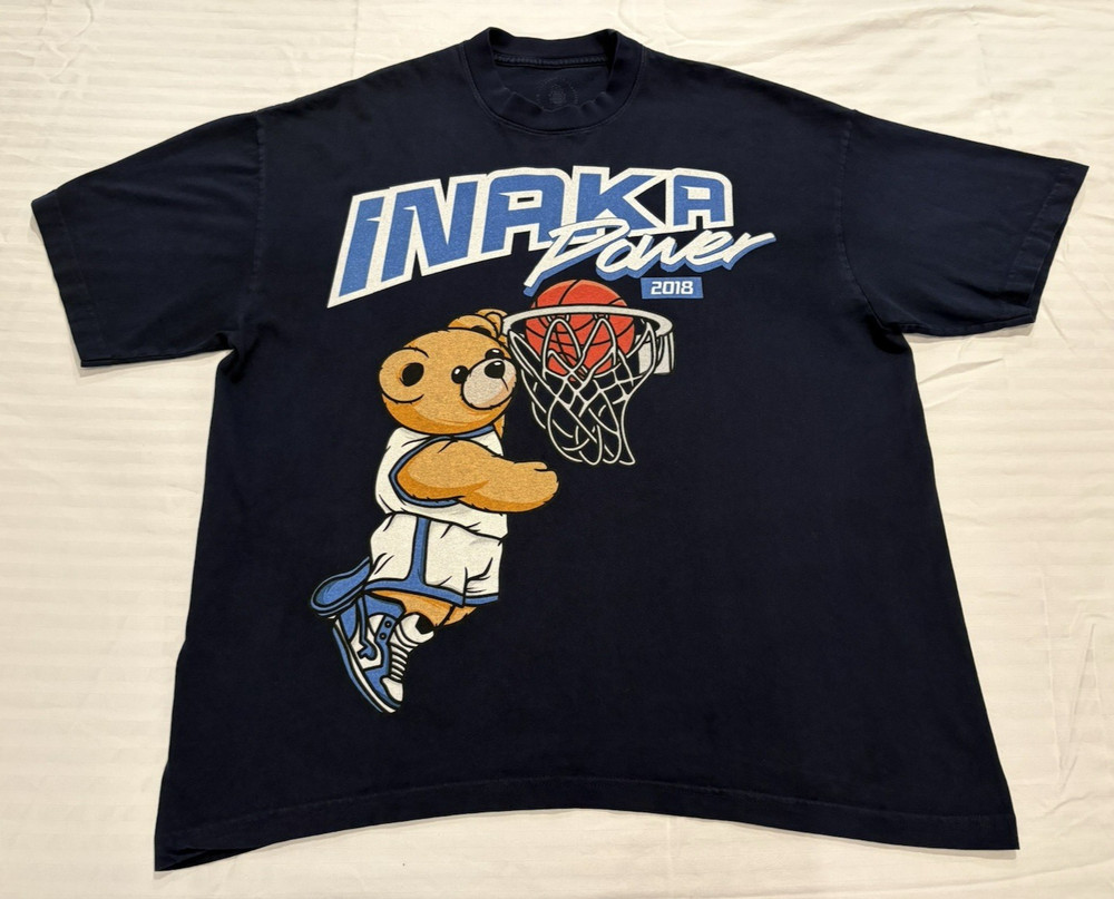 Inaka Power Teddy Bear 2018 Men's Blue Basketball T-Shirt Graphic Print, Size XL