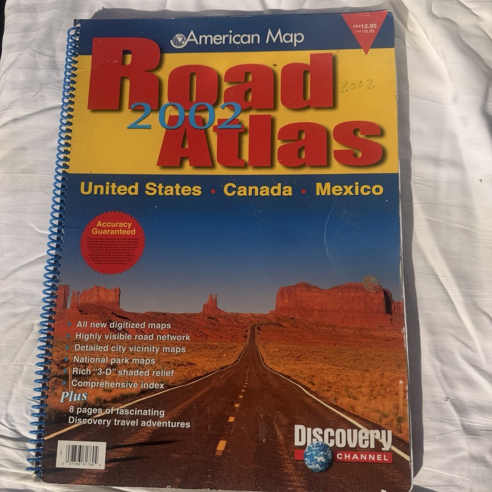 American Map Road Atlas 2002 United States, Canada, Mexico Maps Vintage