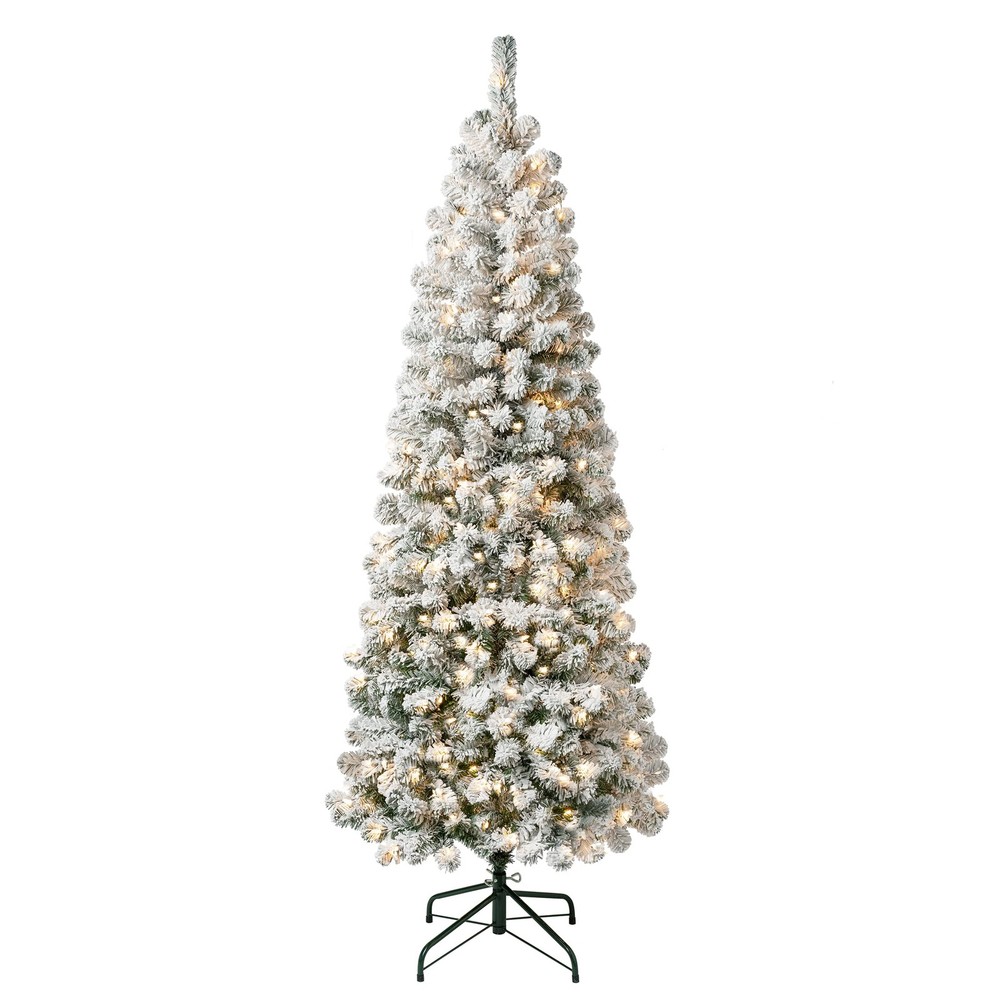 NATIONAL TREE COMPANY FIRST TRADITIONS PRE-LIT ACACIA FLOCKED TREE 6 FT - WHITE-image