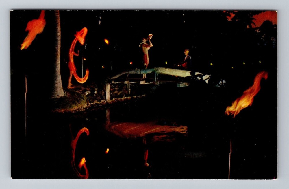 Hawaii HI Kauai The Coco Palms Hotel Lighting Of Torches Vintage Postcard