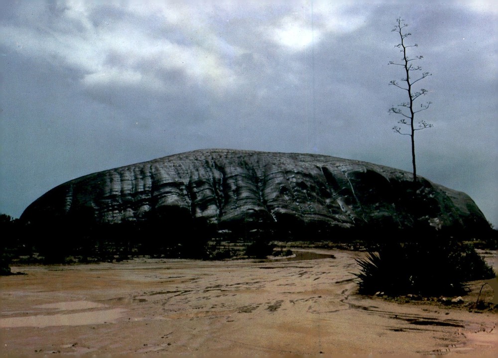 Ayers Rock, Rainstorm, Black, Stan Cawood, 29 Postcard
