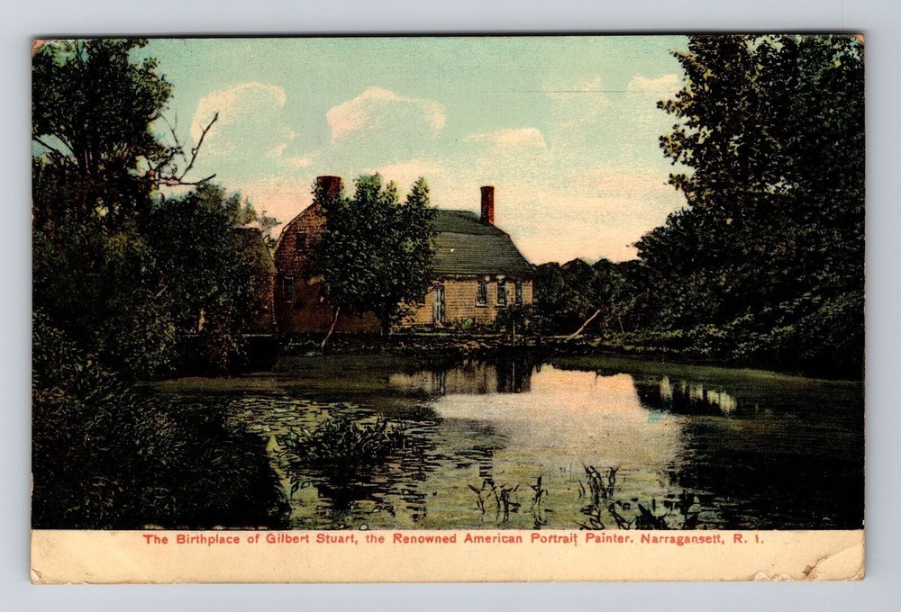 Narragansett RI-Rhode Island The Birthplace Gilbert Stuart Vintage Postcard