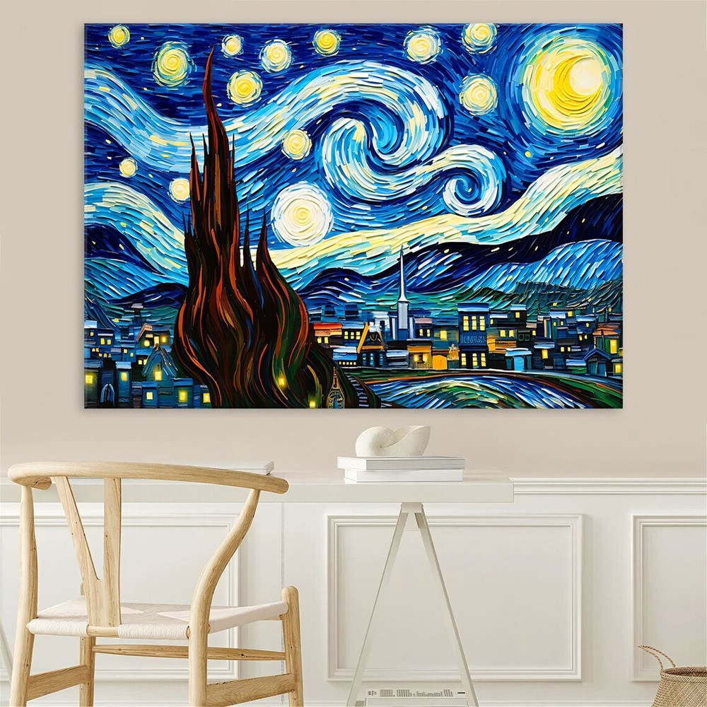 Starry Night Painting Vincent Van Gogh Unframed Canvas Print Australian Wall Art