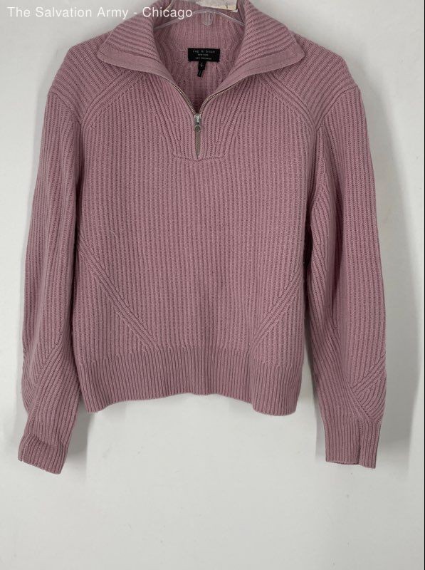 Rag & Bone Womens Pink Long Sleeve 1/4 Zip Pullover Sweater Size Small
