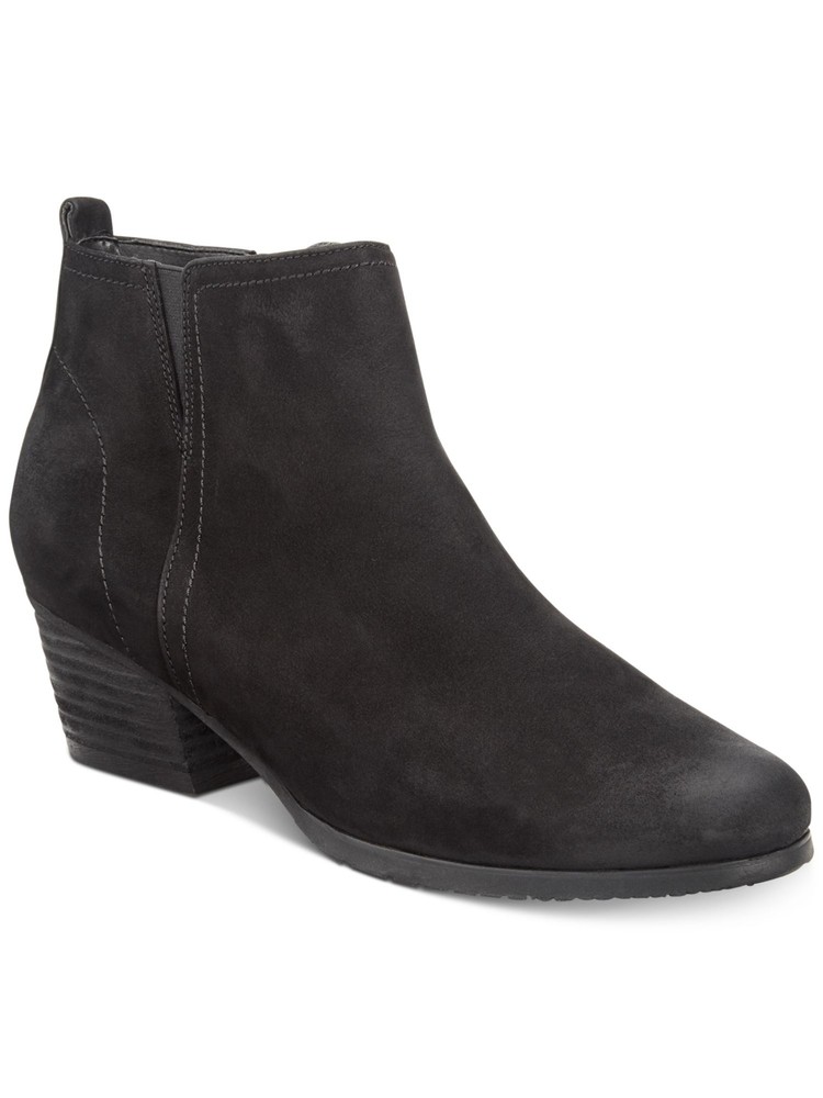 AQUA COLLEGE Womens Black Flex Isla Round Toe Block Heel Booties 6.5 M