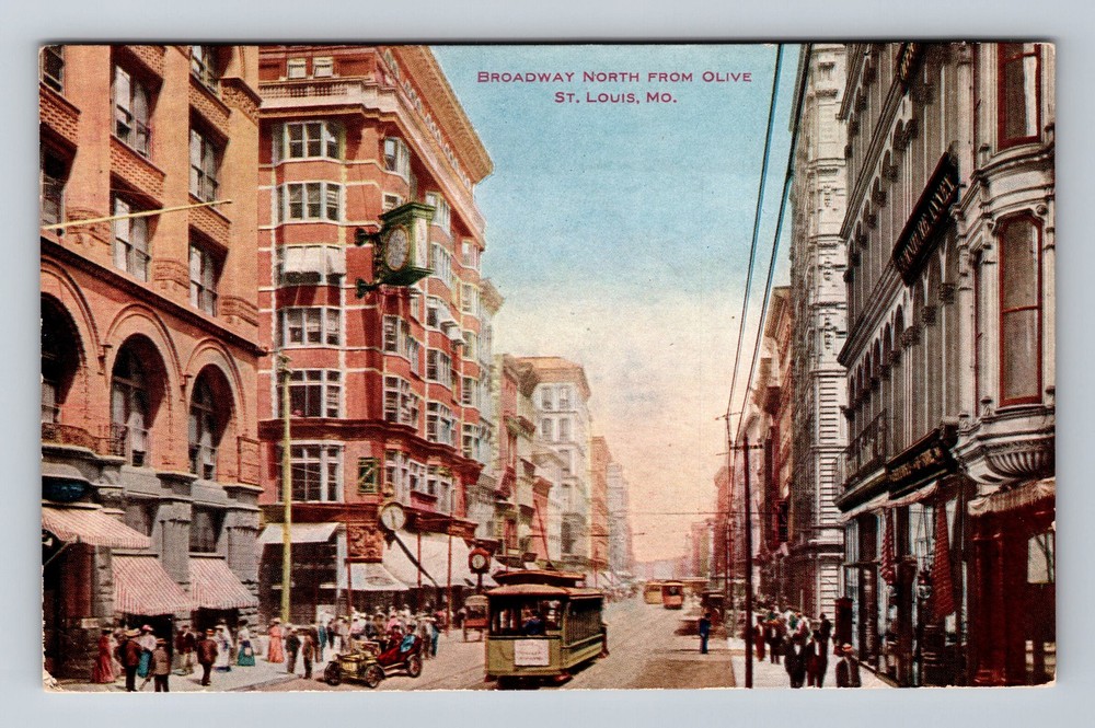 St Louis MO-Missouri, Broadway North From Olive Vintage Postcard