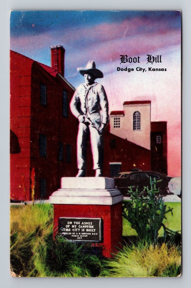 Kansas KS Dodge City Boot Hill Cemetery Vintage Postcard