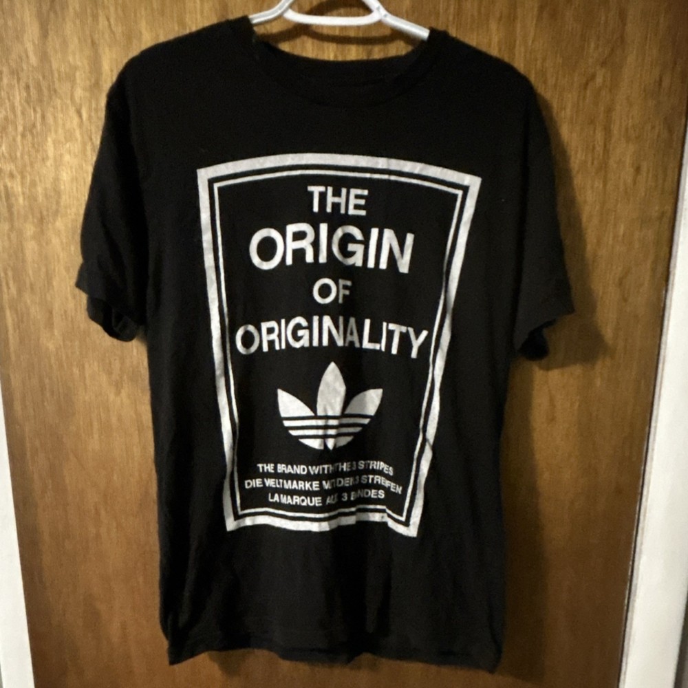 adidas Originals Black Graphic Trefoil Logo Crew Neck Men's T-Shirt L