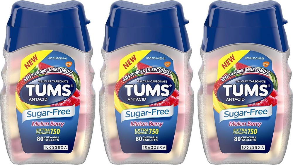 Tums Antacid - Sugar Free - Melon Berry - Extra Strength 750-80 Count Chewable T