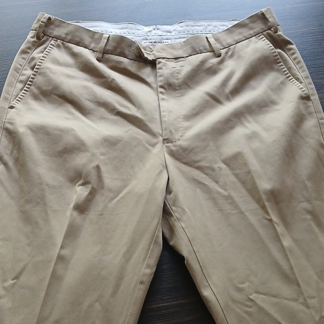 Peter Millar Regular Fit Beige Cotton Men's Casual Straight Flat Front Pants