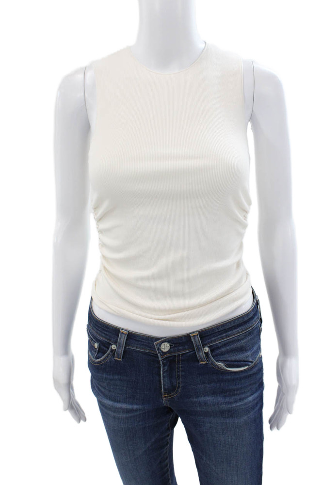 Alo Womens Basic Tank Ivory Modal Crew Neck Sleeveless Size XSFree Shipping in US $100+ Orders | $6.95 Orders Below