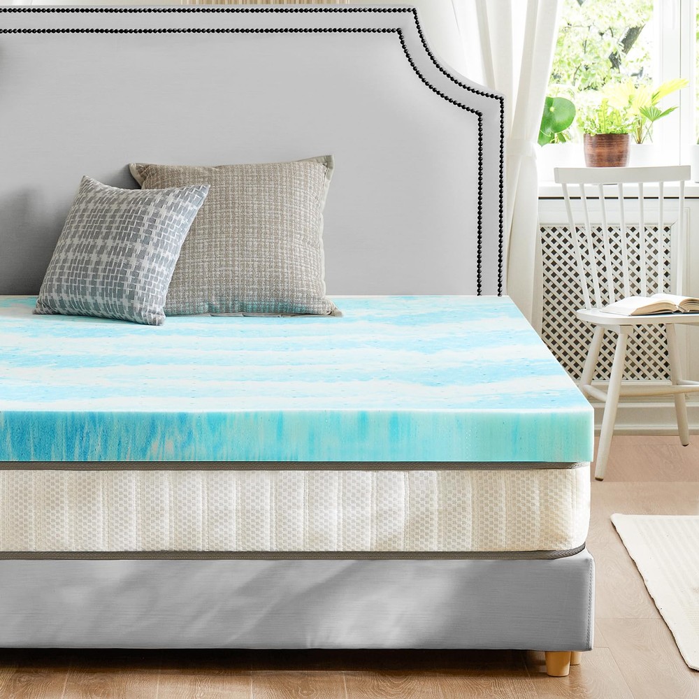 Mattress Topper Full, Cooling Gel Infused Memory Foam Bed Toppers for Full Si...
