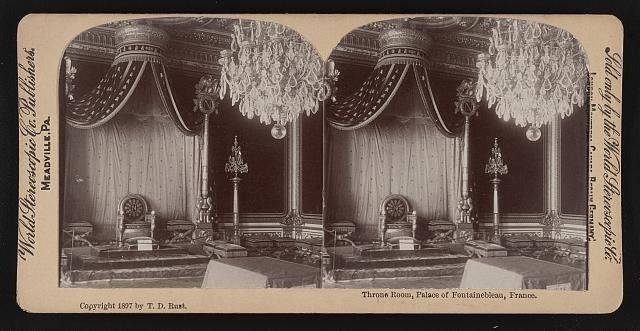 Photo:Fontainebleau France 1897 Throne Room Palace Interior Stereo Print