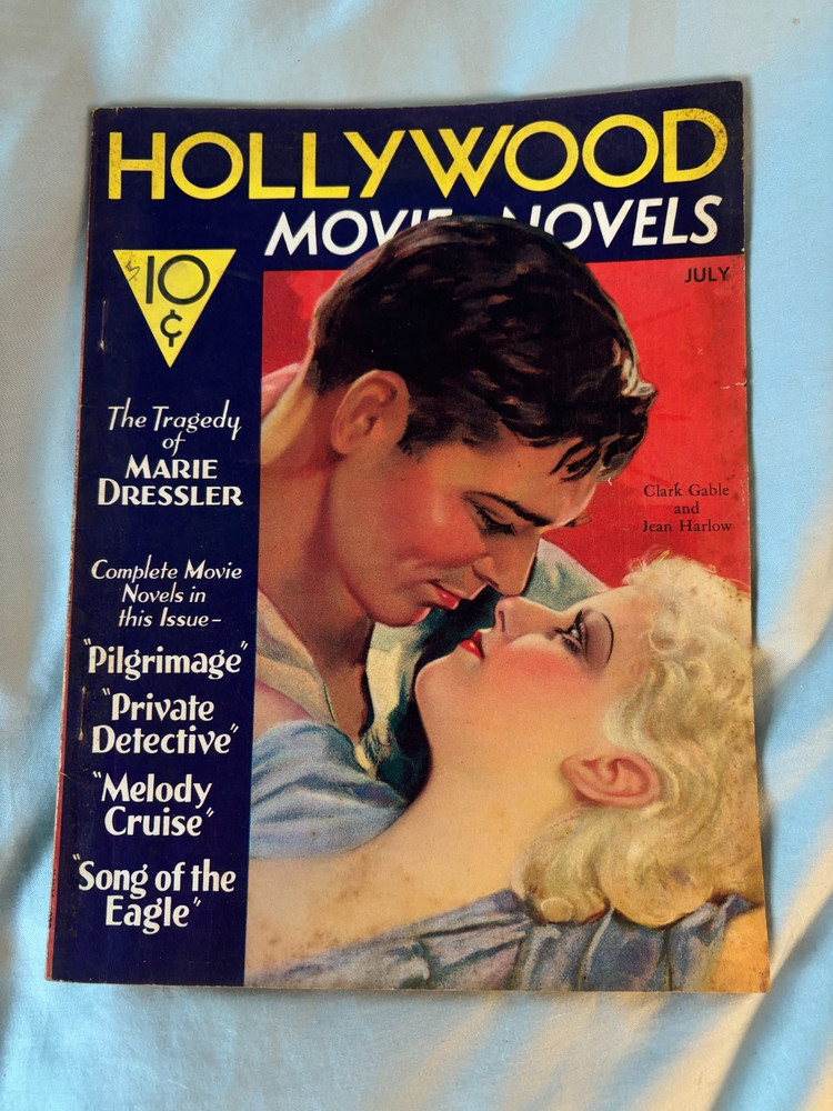 Hollywood Movie Novels movie fan magazine July 1933 VG+ Jean Harlow&Clark Gable
