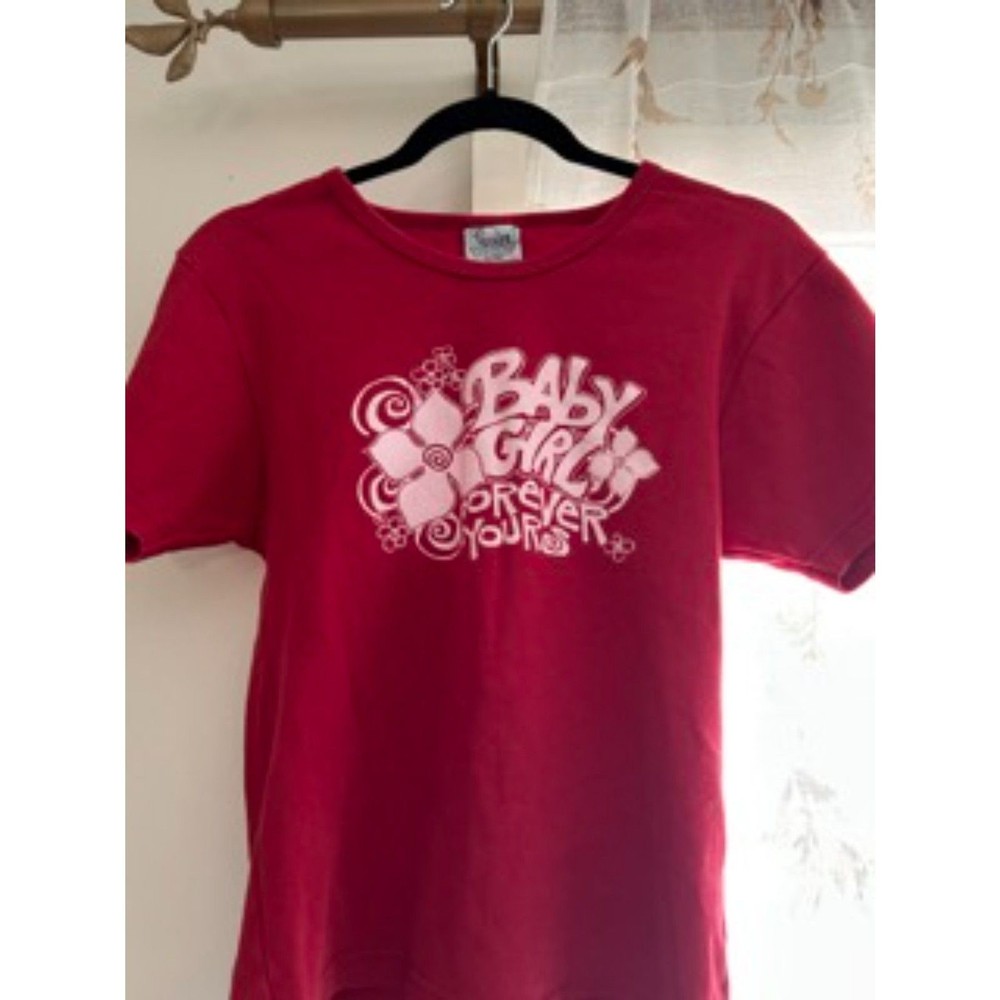Y2K Baby Girl Graphic Tee Women's XL Red Fitted T-Shirt