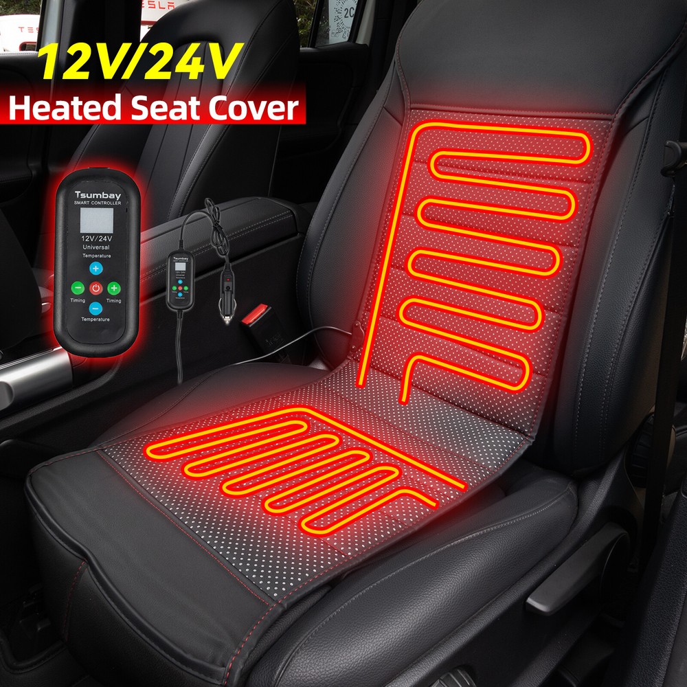 Universal_Car Heated Seat Cover Cushion Warmer Pad 12-24V winter warming Leather
