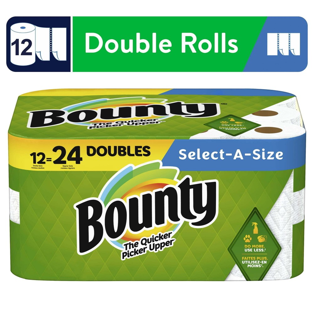 Bounty Select-a-Size White Paper Towels 12 Double Rolls