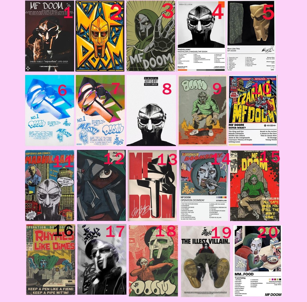 Custom MF Doom , MF Doom Mm Food and Madvillainy Album Vintage Poster