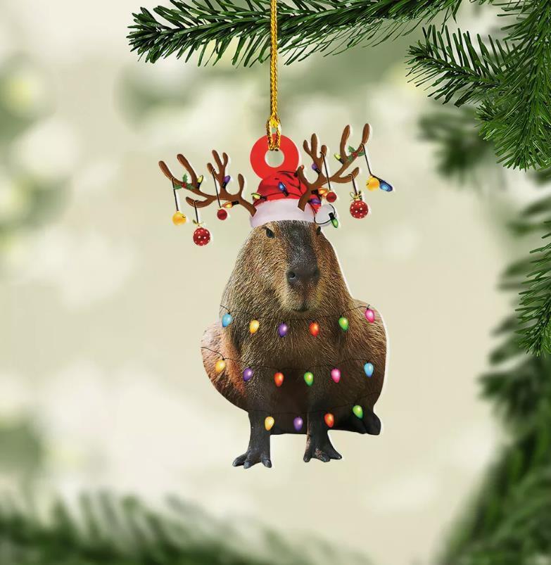 Capybara Christmas Tree Ornament  Capybara Reindeer Ornament Gift