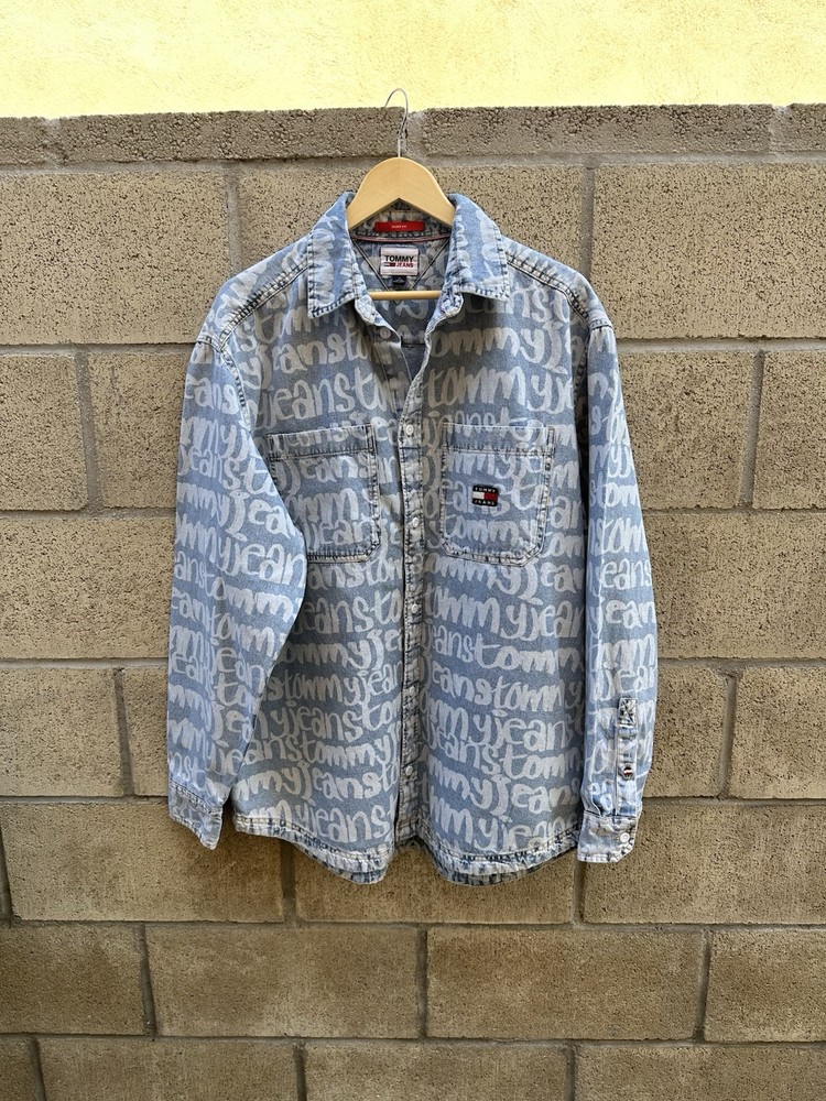 Tommy Jeans Tommy Hilfiger TUM OVZ GRAFFITI AOP DENIM SHIRT Men’s Size M