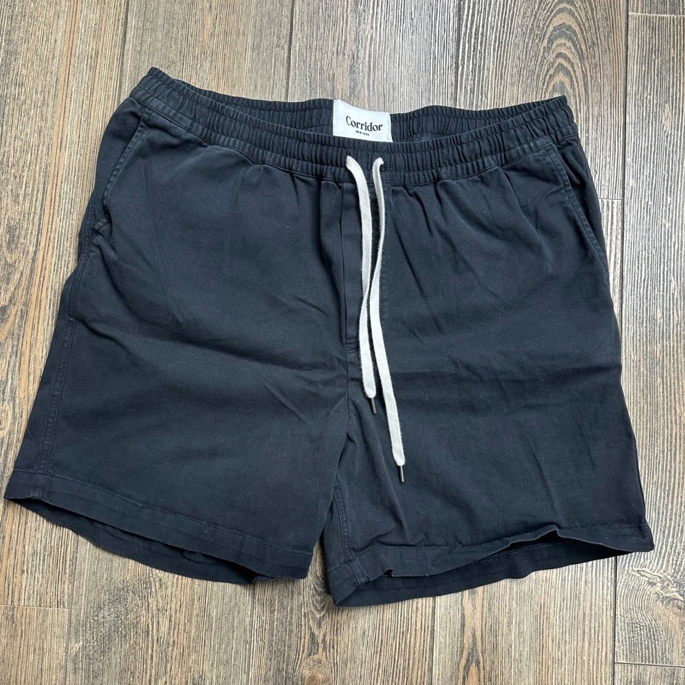 Corridor New York Black Drawstring Shorts Mens XL Cotton Stretch Casual Summer