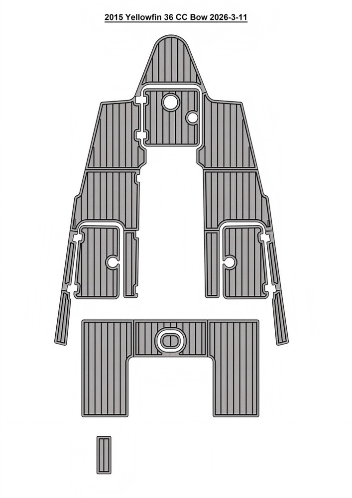 2015 Yellowfin 36 CC Bow Pad Boat EVA Foam Faux Teak Deck Floor Mat Flooring