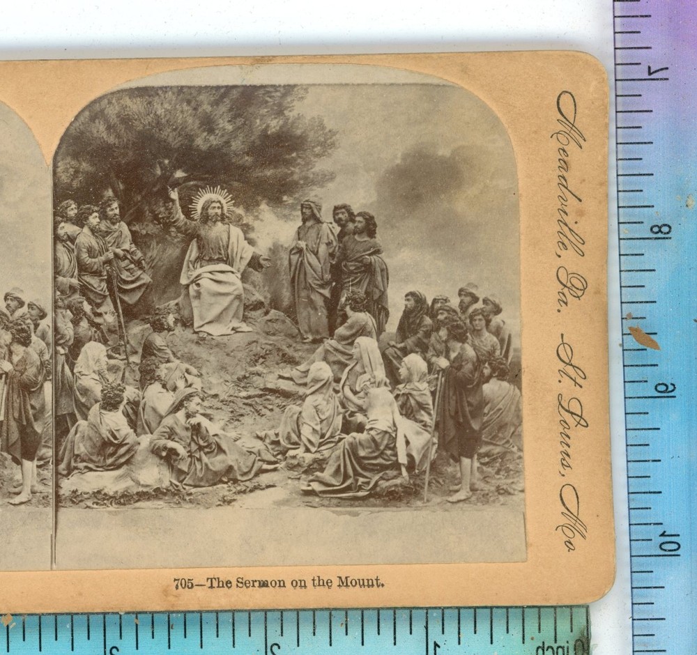 The Sermon on the Mount Jesus Religious Keystone Stereoview