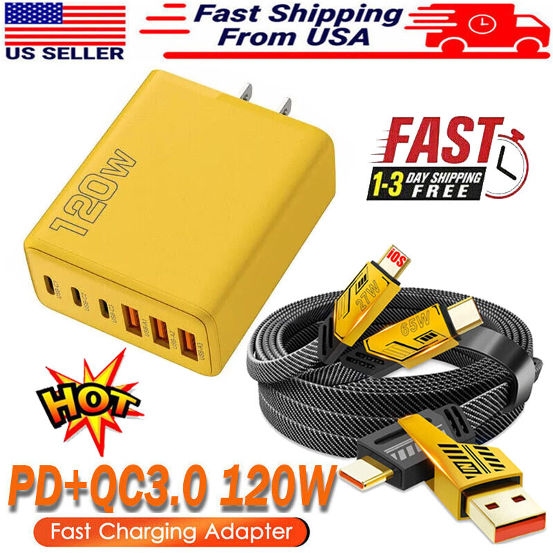 120W Fast Type C Wall Charger , 4-In-1 65W Super Fast Cable For Cell Phone iPad