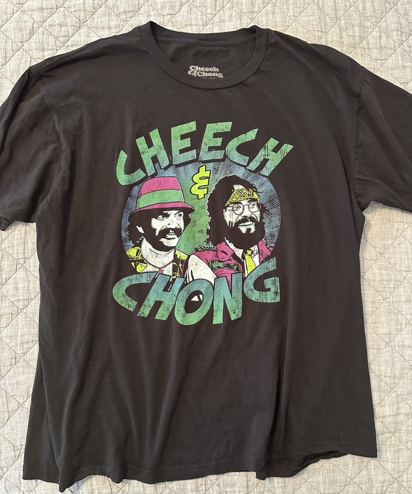 Cheech & Chong Black Graphic T-Shirt Mens 2XL Stoner Comedy Movie Tee Cotton Fun