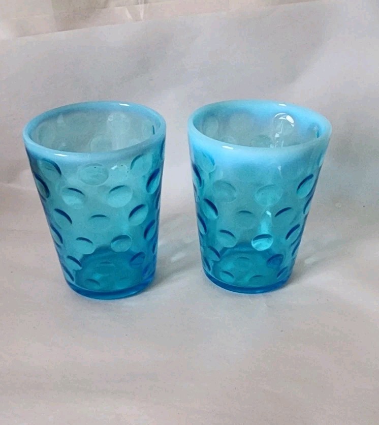 Vintage Fenton Light Blue Opalescent Dot 3.75