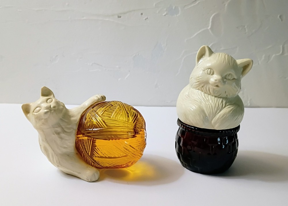 1970's Avon Cat Kitten Cologne Bottles Lot of 3 Vintage Purfume Bottles