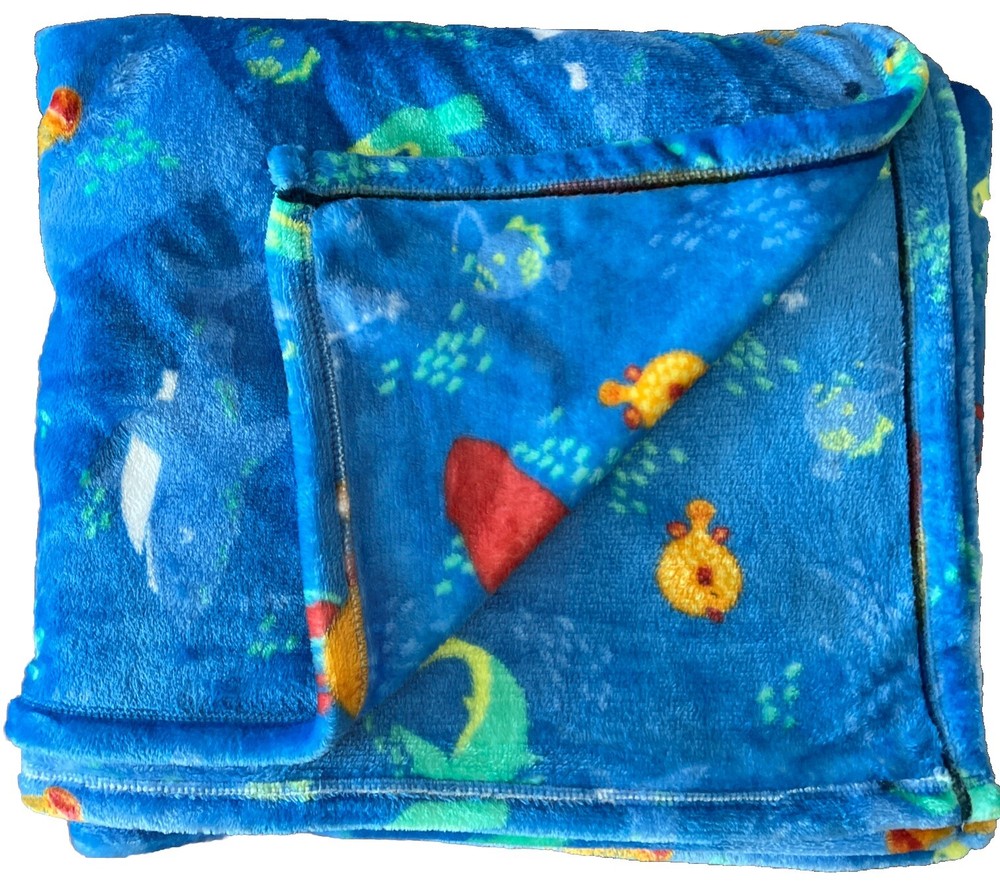 DEEP SEA Creatures Blue Oversized Plush 5x6' THROW BLANKET The Big One Kids