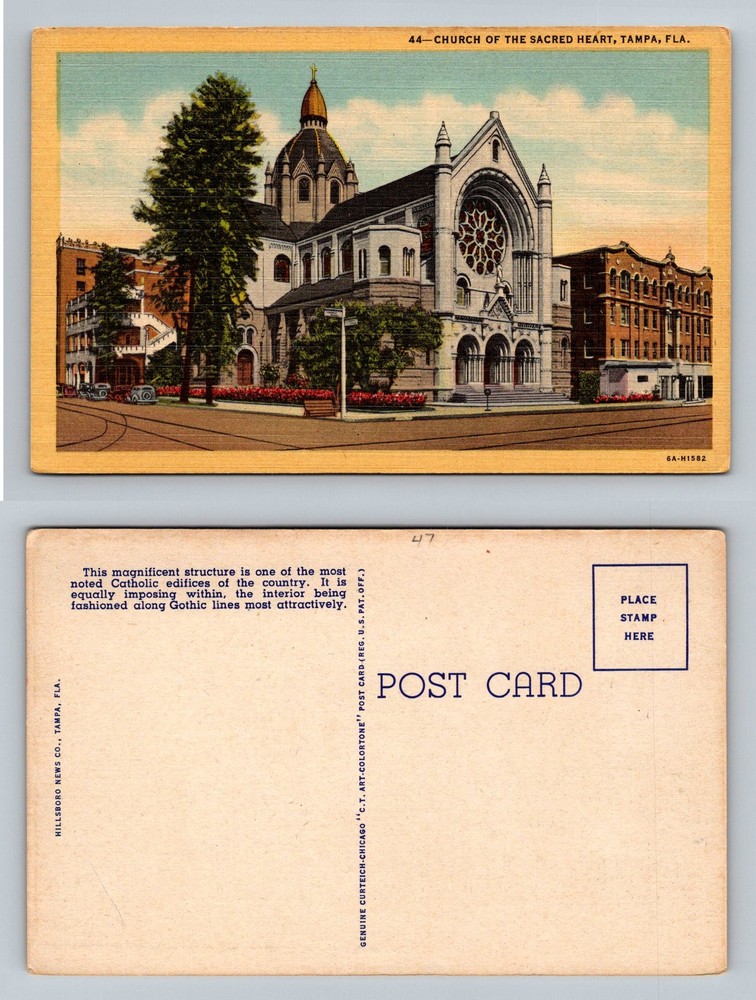 Tampa, FL-Florida, Church Of The Sacred Heart Gothic Style Vintage Postcard