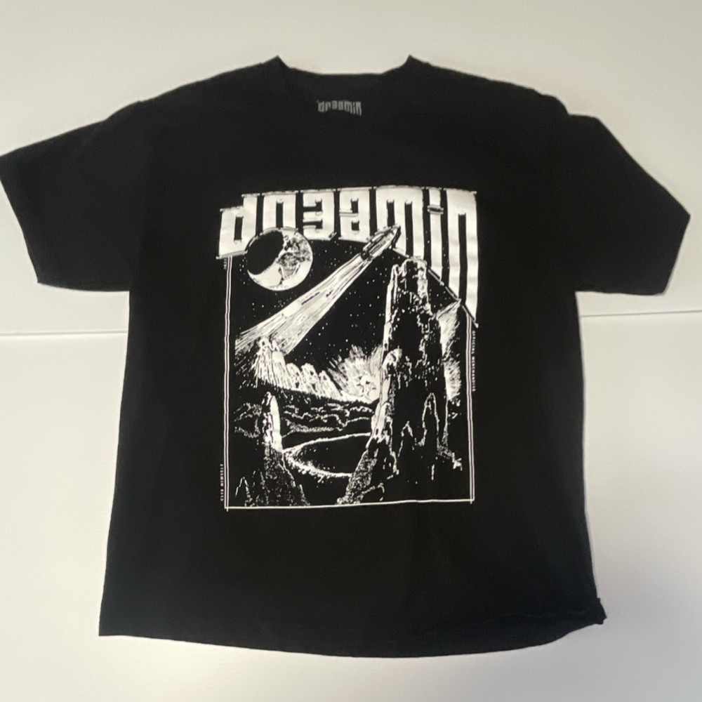 Dr3amin Graphic Print Cotton Black Men's Crew Neck Short Sleeve T-Shirt