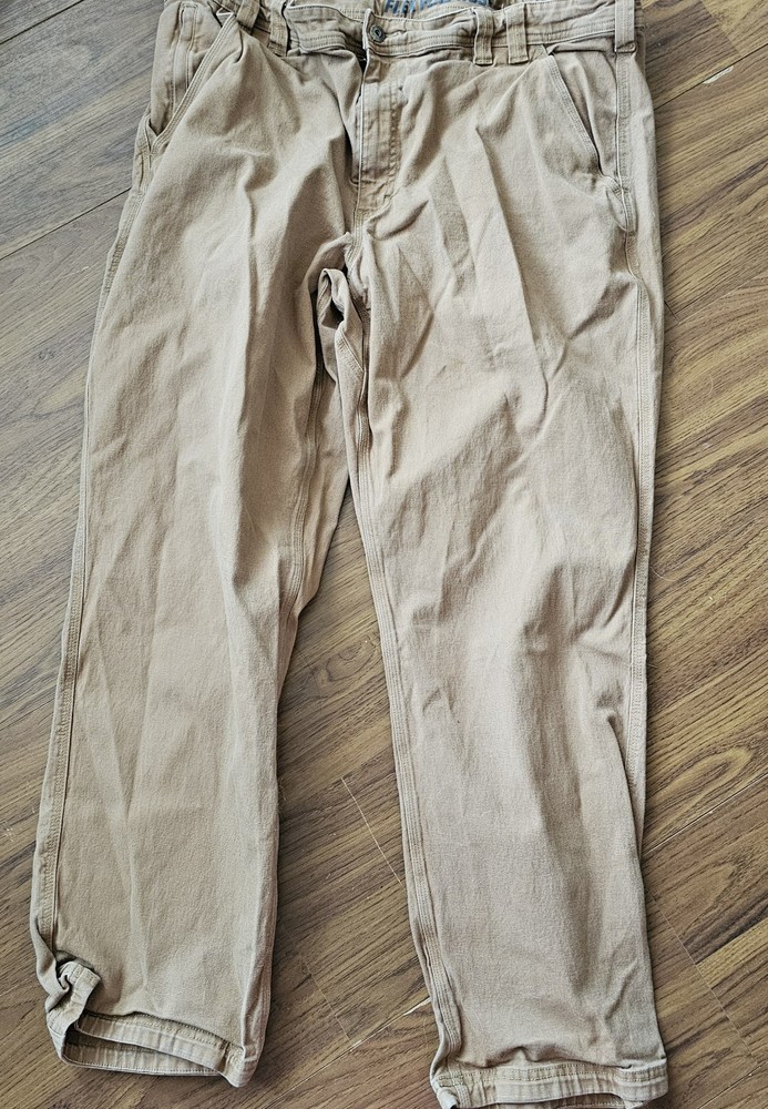 Duluth Trading Co Flex Fire Hose Pants Mens 42x32 Brown Canvas Work