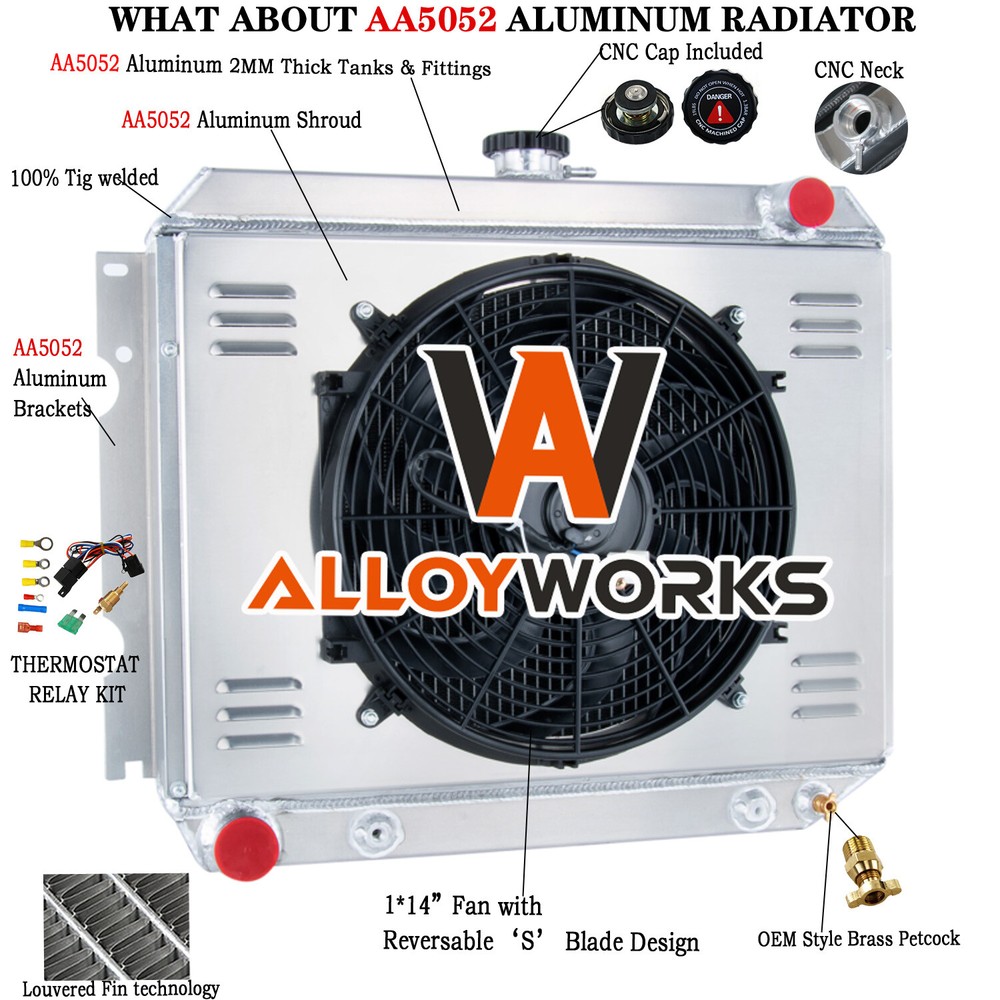 4 Row Radiator Shroud Fan For 1968-1974 Dodge Plymouth Mopar Cars Big Block US