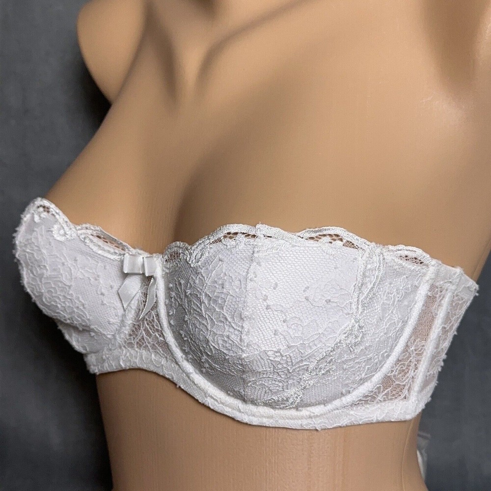Agent Provocateur Love Strapless Bra White Padded 32C Bridal Lingerie  