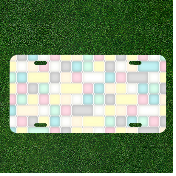 Custom Personalized Car License Plate in Abstract Pastel Square Design