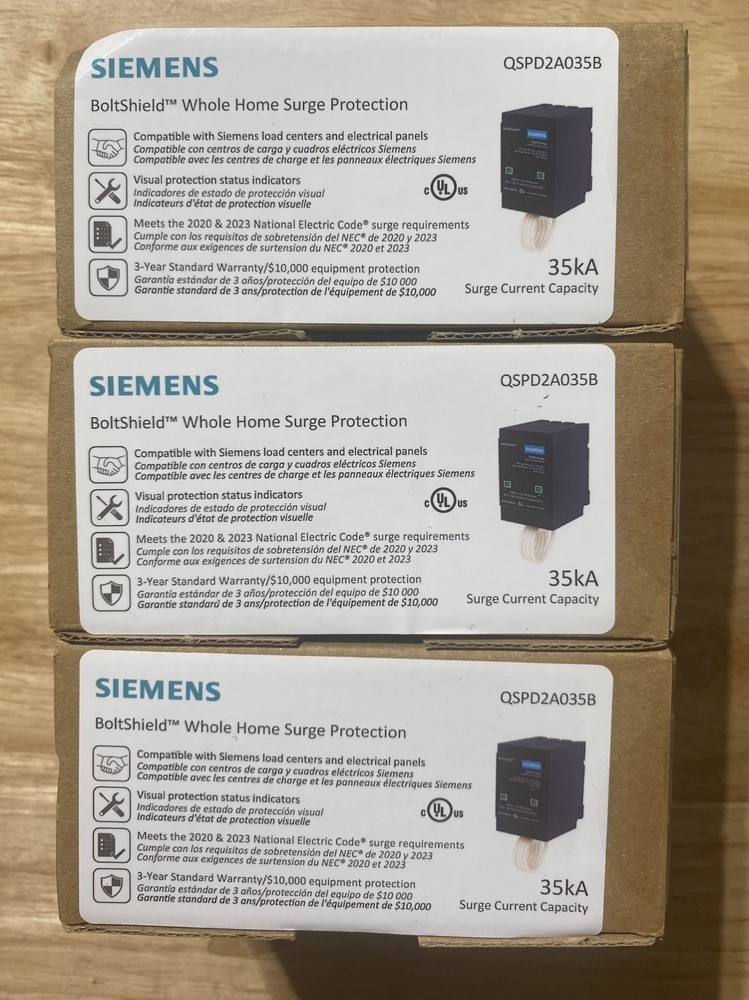 Siemens Boltshield 2-Pole Plug-in Surge Protection Device (QSPD2A035B) LOT OF 3