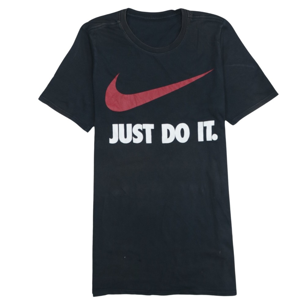Nike Mens T Shirt Black Dri Fit Just Do It Graphic Swoosh Sports Top Tee S