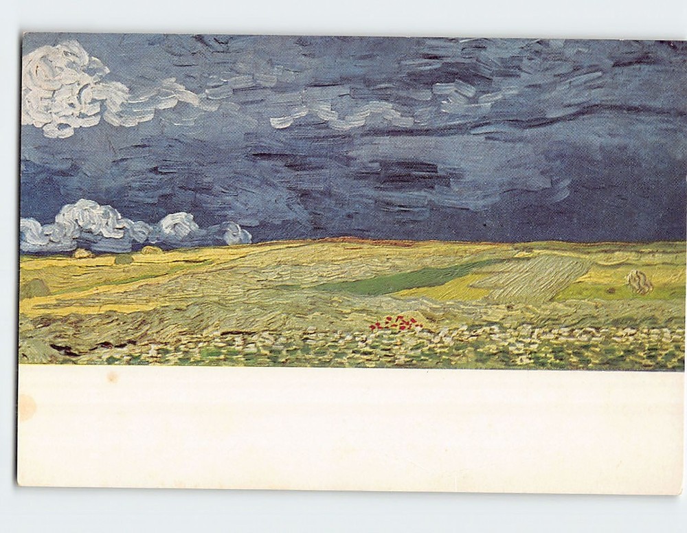 Postcard Wheatfield Under Thunderclouds Painting by Vincent van Gogh