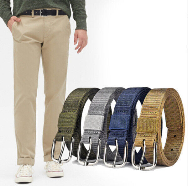Men Belt Military Canvas Nylon Belts Tactical Outdoor Belt with Metal Buckle NEW