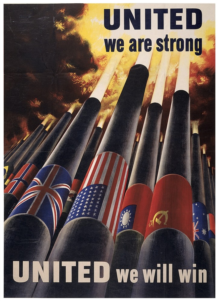 Decor War Poster. Graphic Design. United we're strong & we'll win. Wall Art.1797