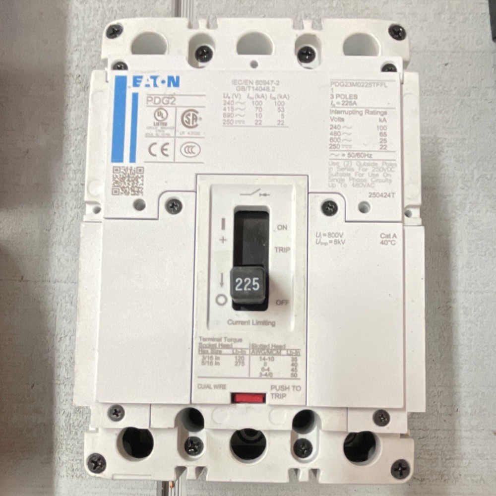 Eaton PDG2 Main Breaker 225A 3-Pole Current Limiting PDG23M0225TFFL