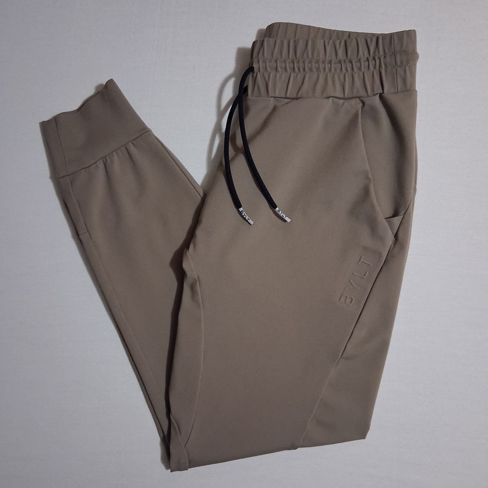 BYLT Premium Basics Men's Brown Jogger Pants S Stretch Athletic Fit Pockets