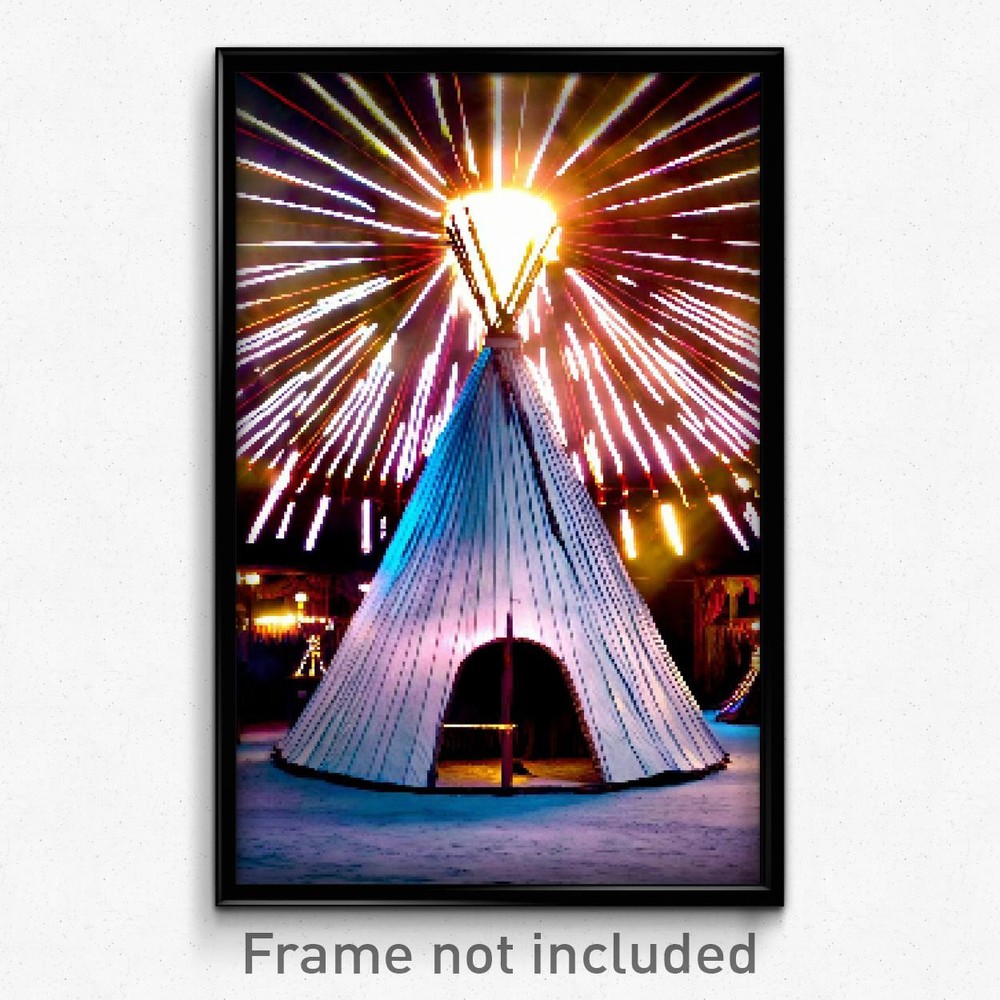 Pixel Art Poster - Colossal Tepee (8 Bit Psychedelic Trippy Video Game Print)