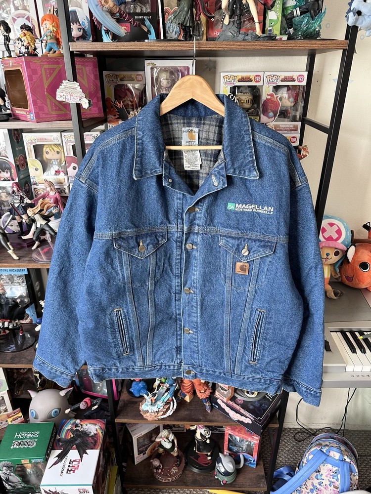 Vintage Carhartt J11 DST Denim Blanket Lined Jean Jacket Trucker Jacket Size XL