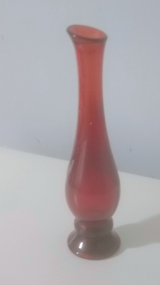 Red Glass Decorative Vase, Solid Glossy Finish